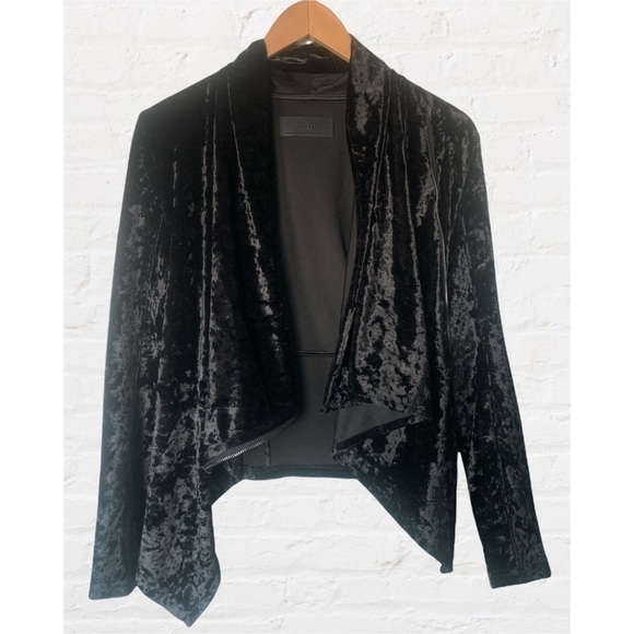 Blank NYC Velvet Asymmetrical Draped Zipper Moto Jacket Style 16r-9027mx - Picture 1 of 10
